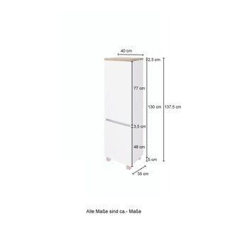 Midischrank Bregenz weiß B/H/T 40x133x35 cm