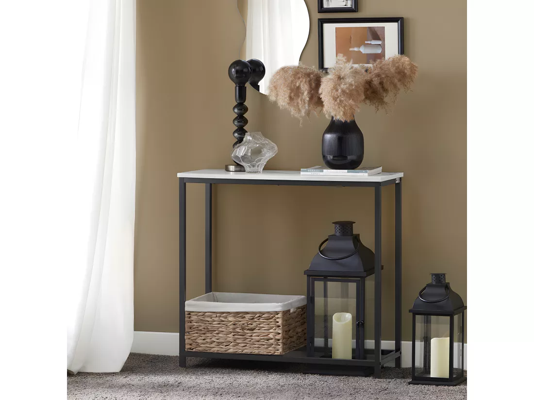 Table Console Table d'Appoint Bout de Canapé Table d’Entrée Effet Marbre Cadre, FSB29-SCH