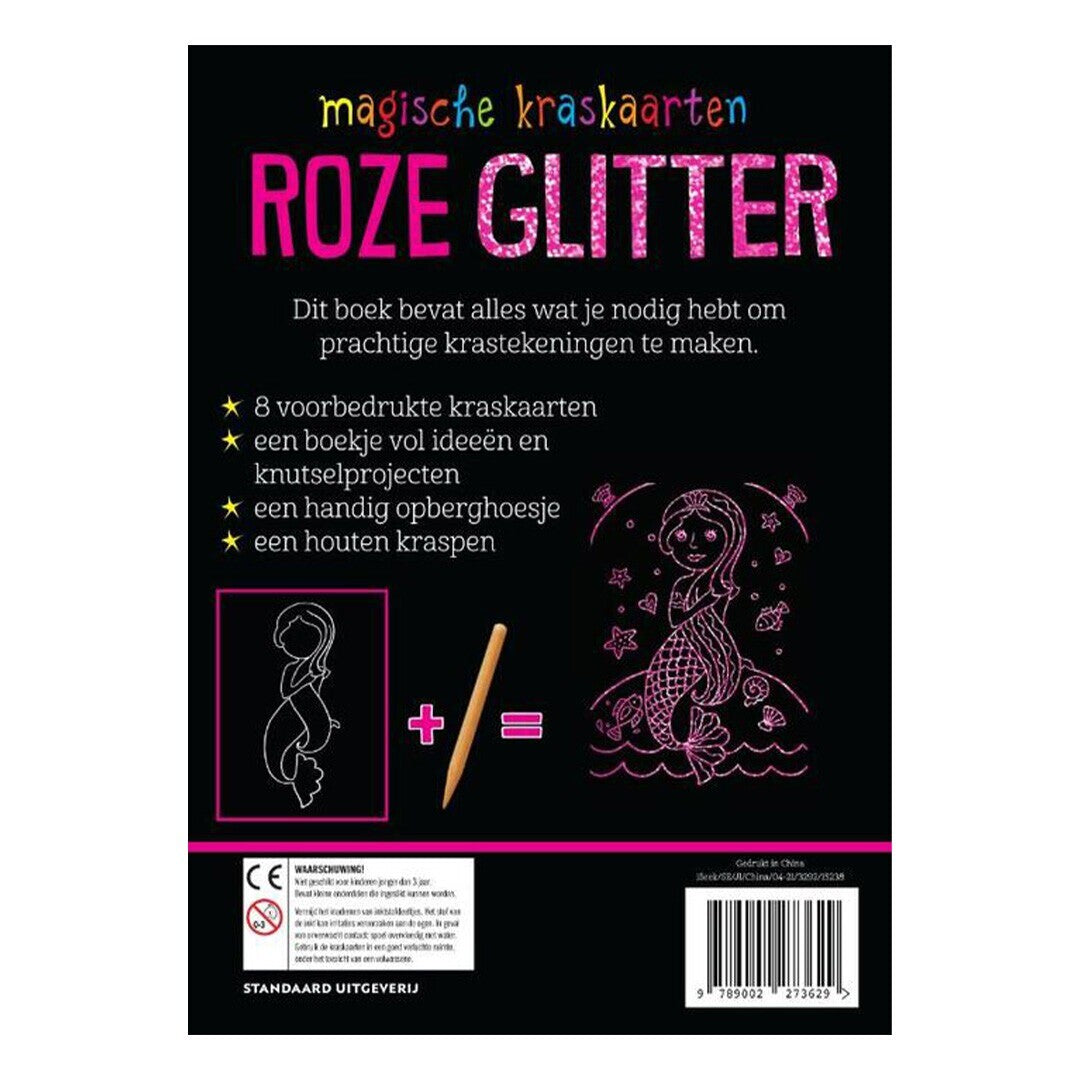 Standaard uitgeverij kraskaarten roze glitter