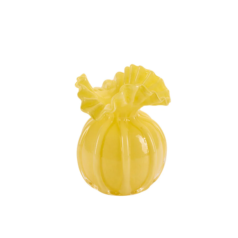 Bahne Interior  Vase med bølget kant, gul - H17cm
