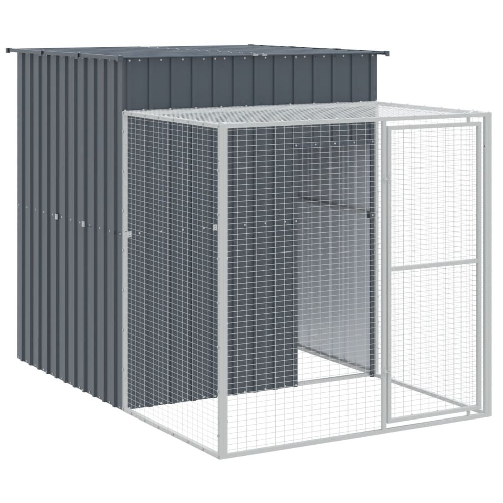 Poulailler avec cour anthracite 165x659x181 cm acier galvanisé