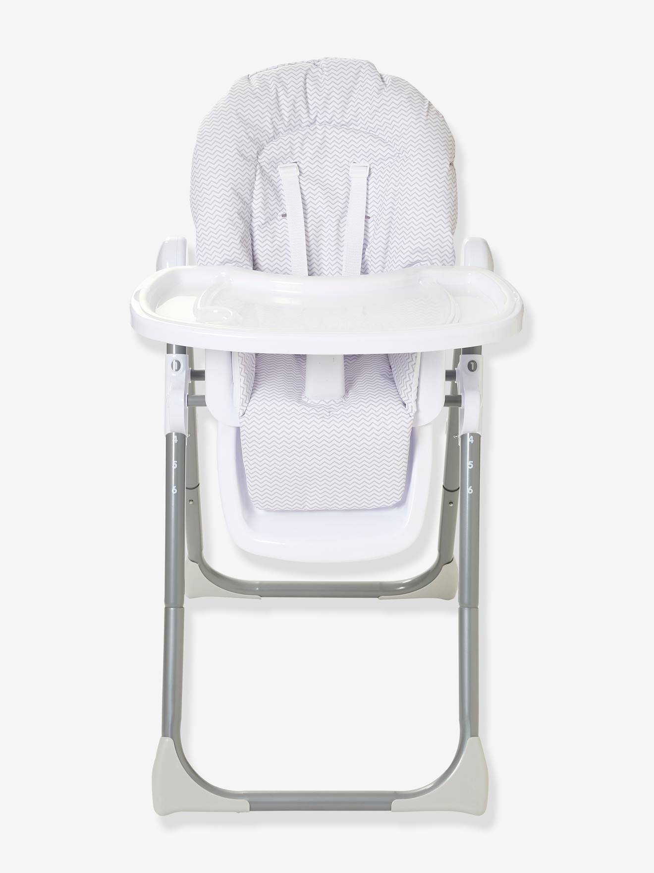 Cadeira alta EvoluSeat, cinza médio com estampa.