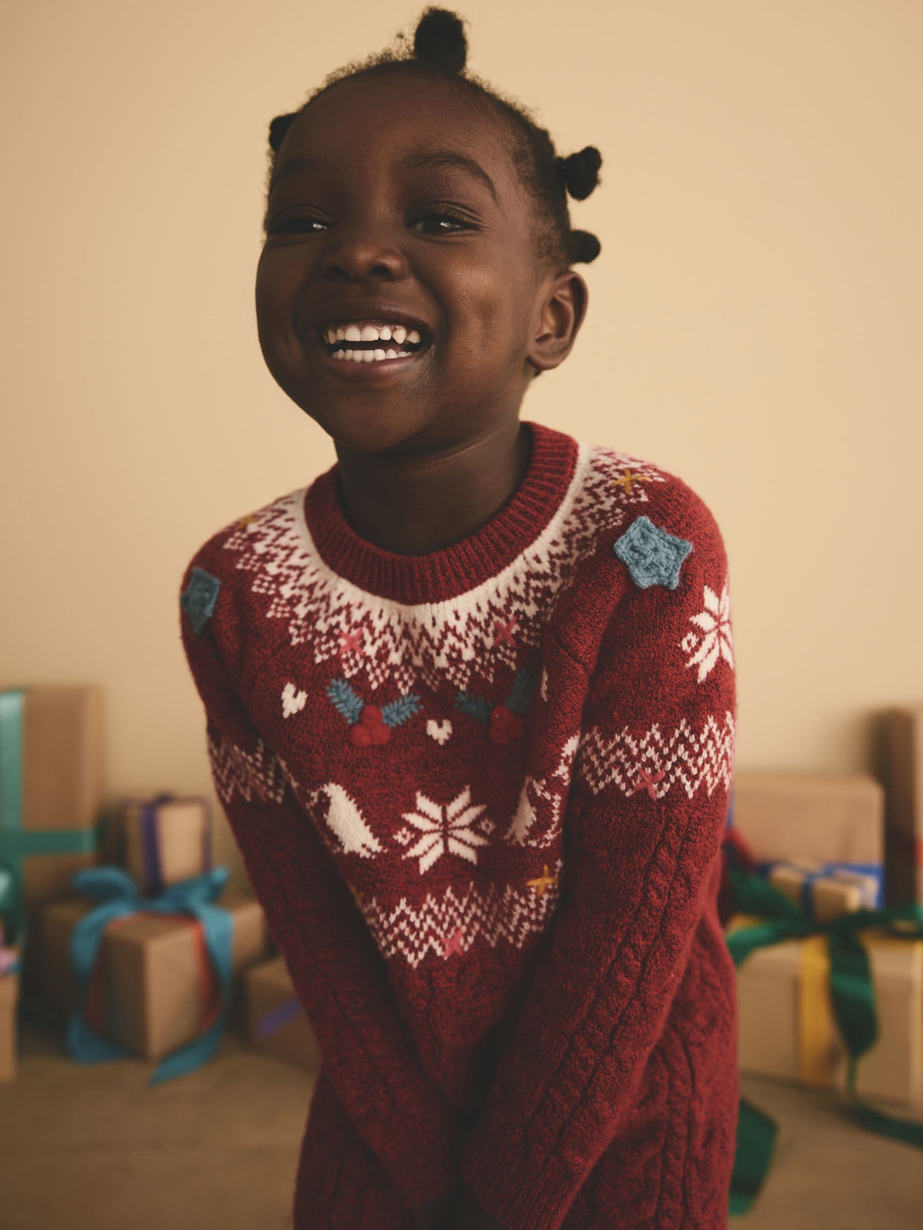 Rood - Kerst-truijurk met fairisle-motief (3 mnd - 7 jr)