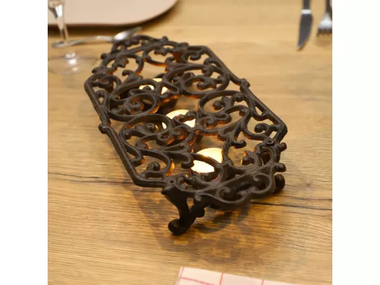 Chauffe plat en fonte marron 34.5 x 17 x 5 cm
