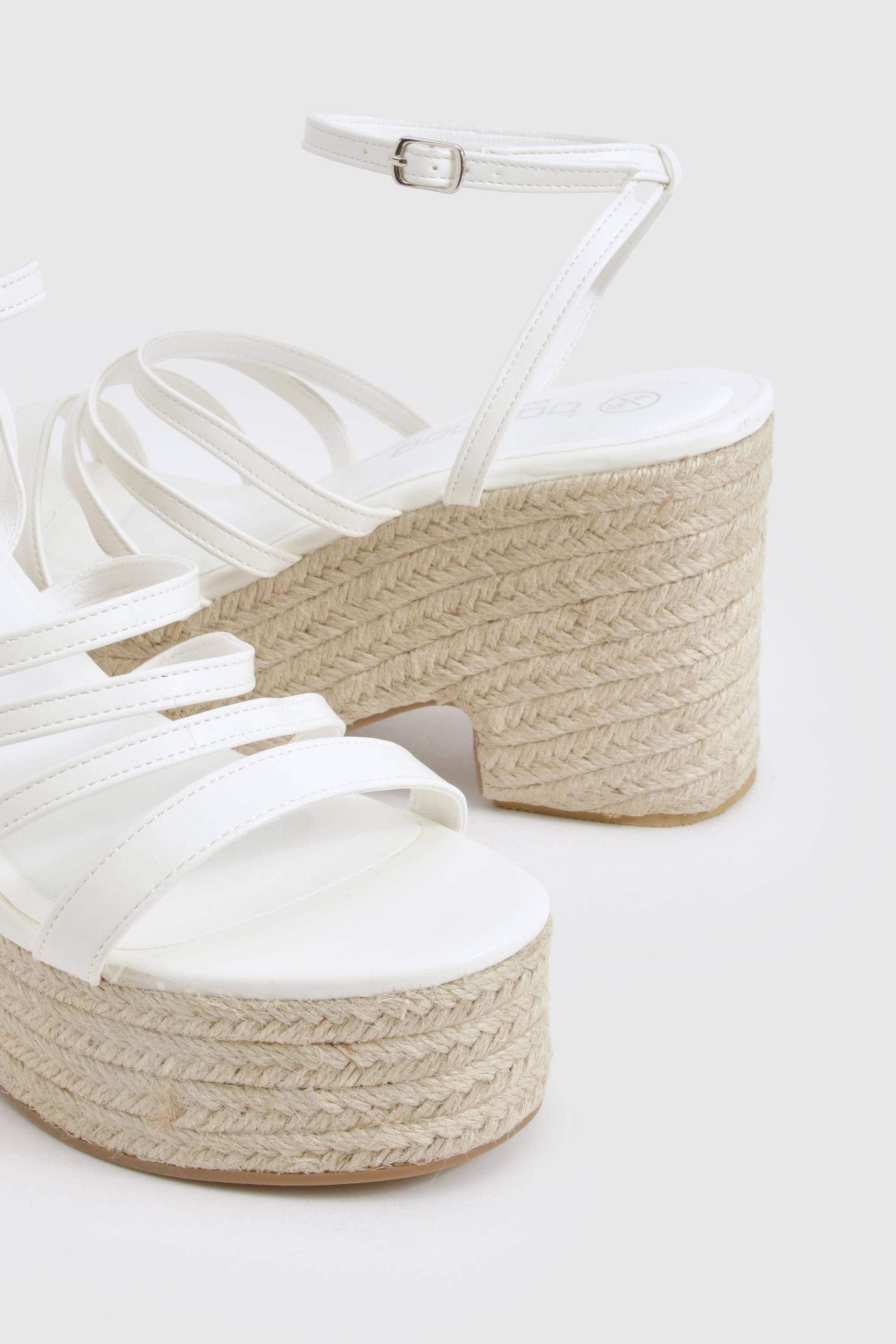 boohoo Wide Fit Strappy Low Wedge