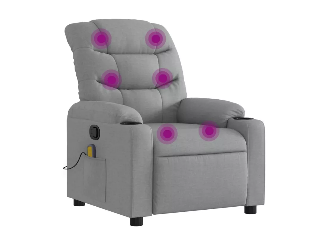 Fauteuil massant inclinable Gris clair Tissu