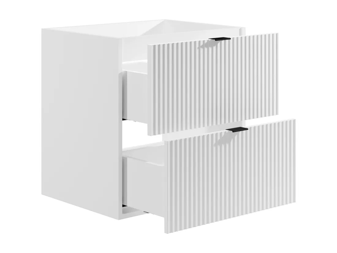 Meuble sous vasque suspendu strié - Blanc mat - 60 cm - ZEVINI