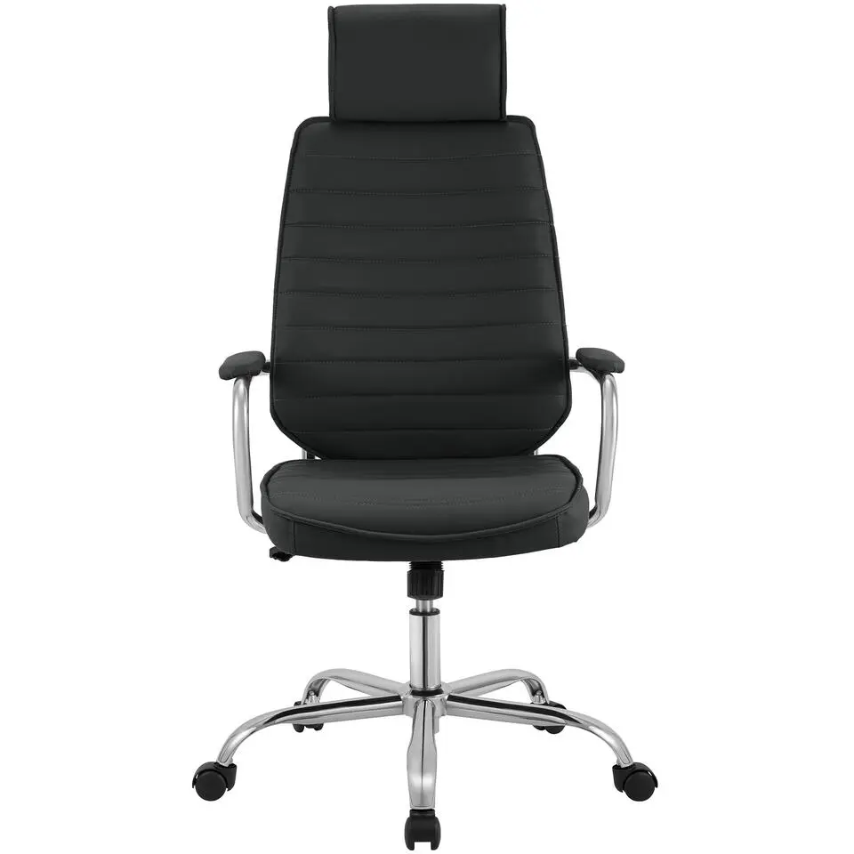 CLP Bureaustoel Rako chroom Frame - Kunstleer - zwart