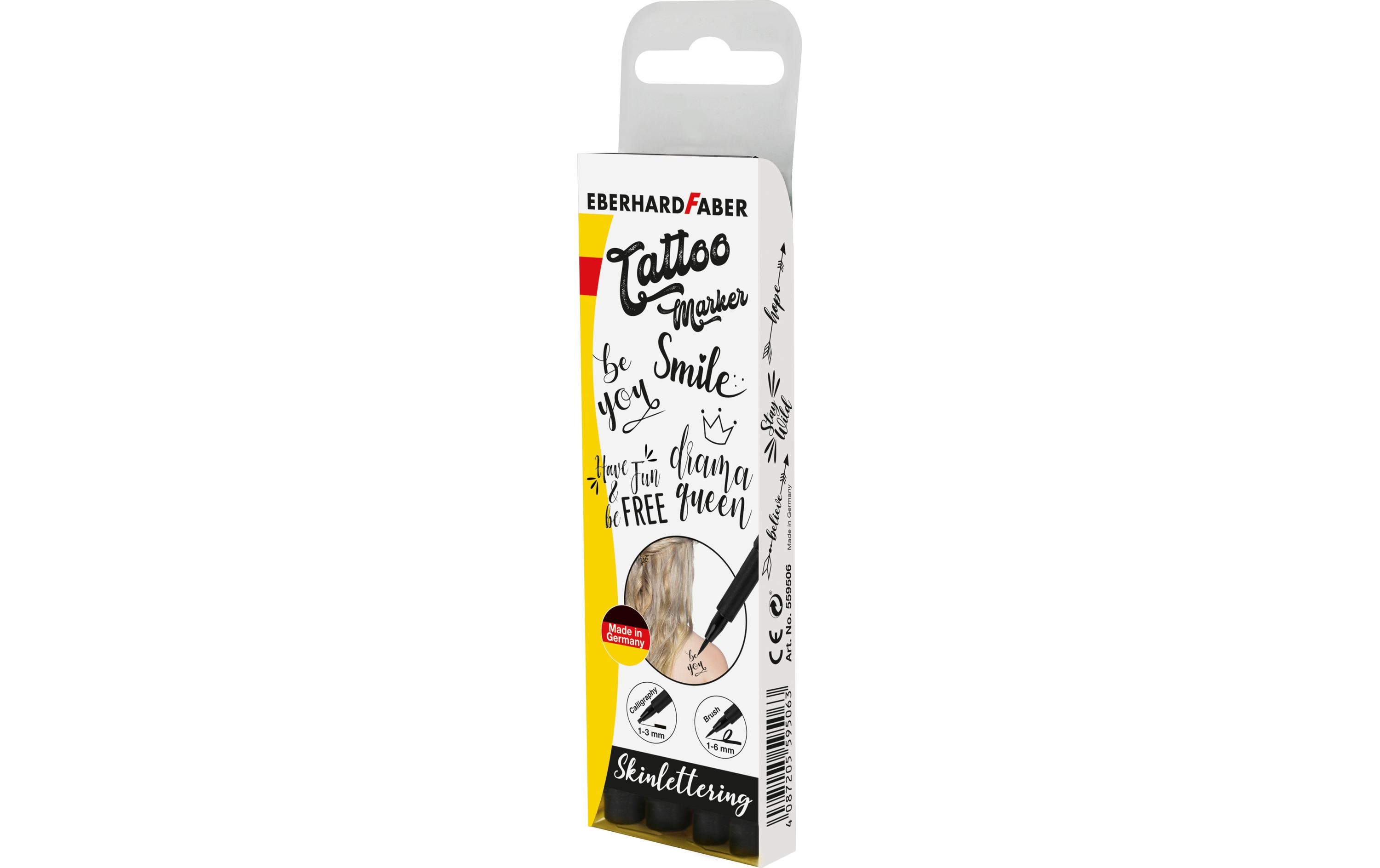 Tattoostift Skinlettering 4 Stück, SchwarzTattoo-Marker für das Gestalten von verschiedenen Schrifften auf der Haut