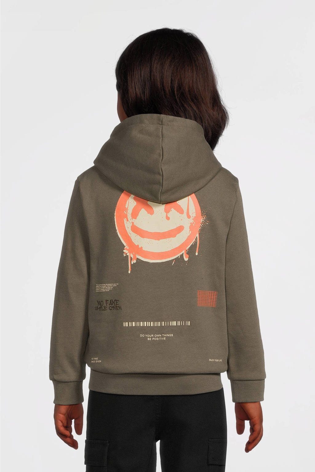 NAME IT hoodie NKMOPOSTE met backprint donkergroen