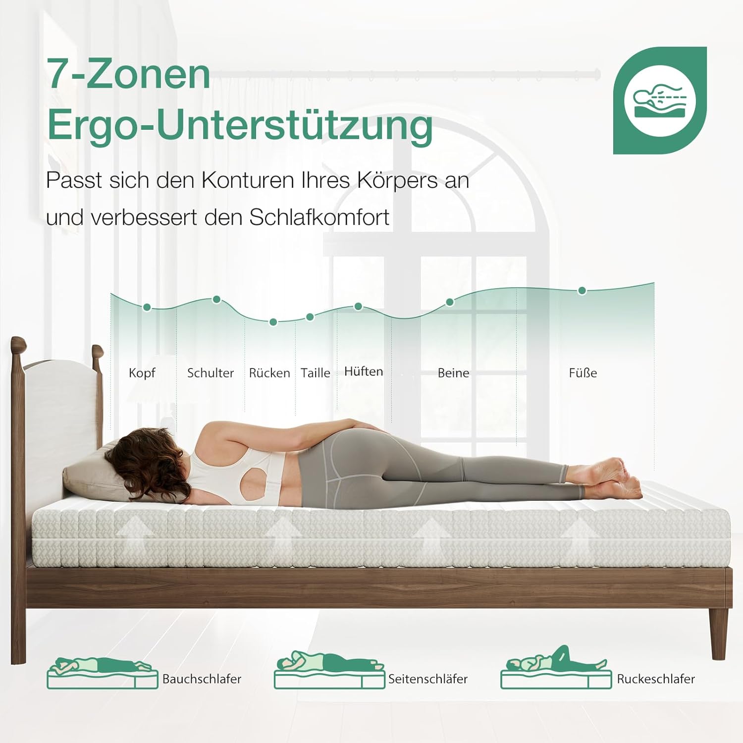 Novilla Matratze 180x200 H3/H2 7-Zonen Kaltschaummatratze | Größe + Höhe wählbar | Atmungsaktive 60°Waschbare Bezug | Öko-Tex CertiPUR US | Rollenmatratze Höhe 18 cm
