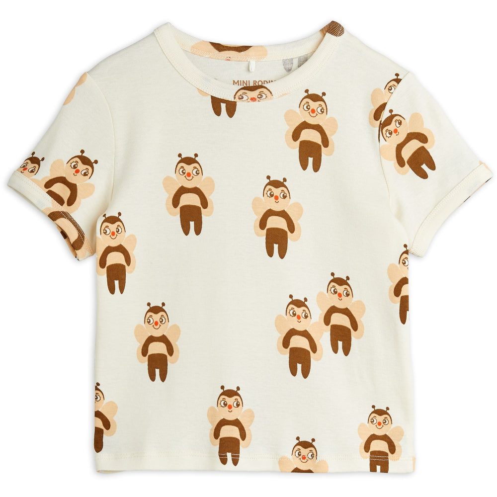 Køb Mini Rodini Offwhite Bees AOP Ss Tee