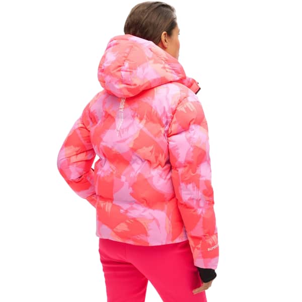 Veste de ski SUPERDRY HOODED SKI BOXY PUFFER JACKET BRUSH CAMO CORAL