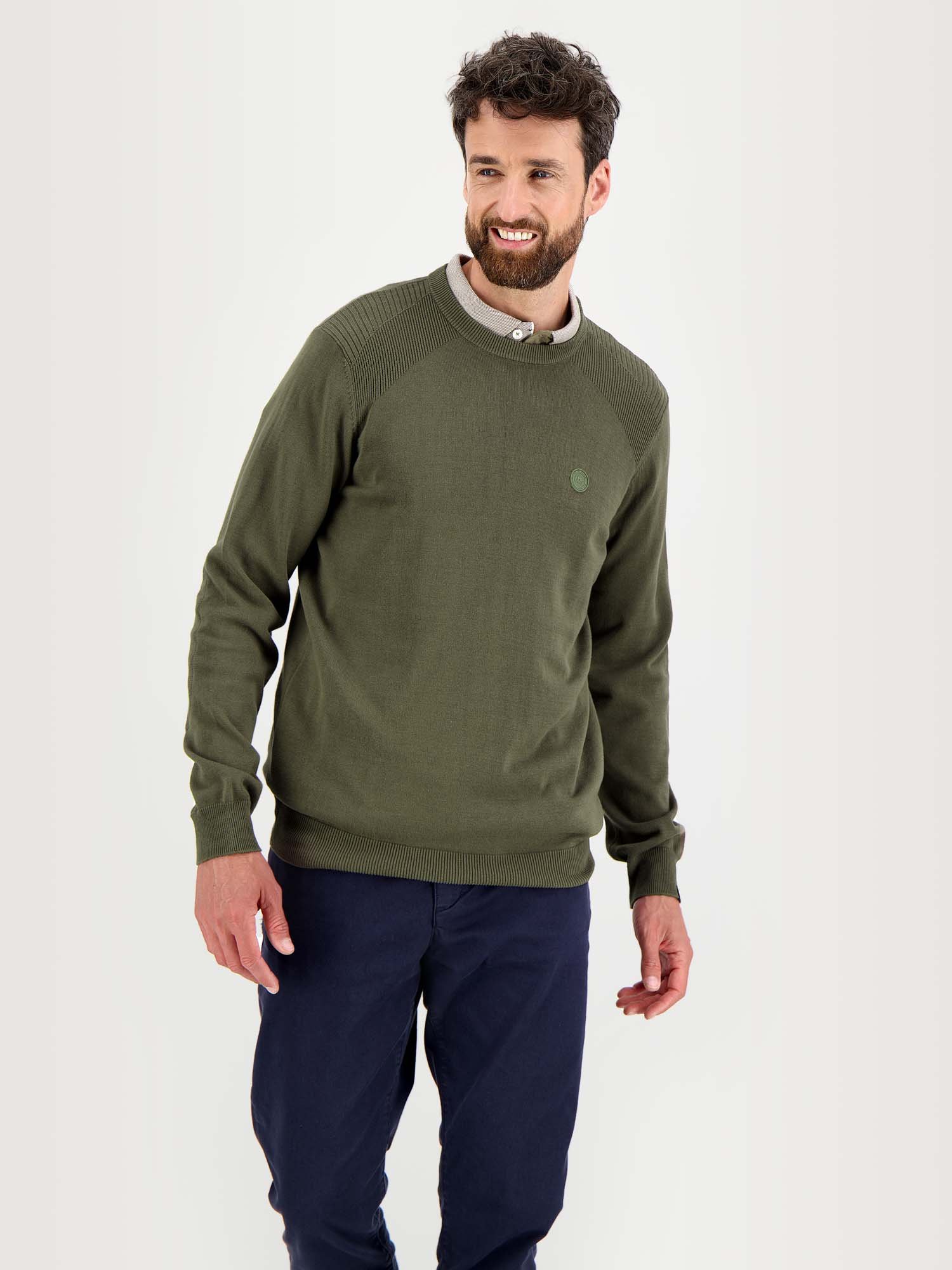 Pull Homme Fin Coton Biologique Kaki