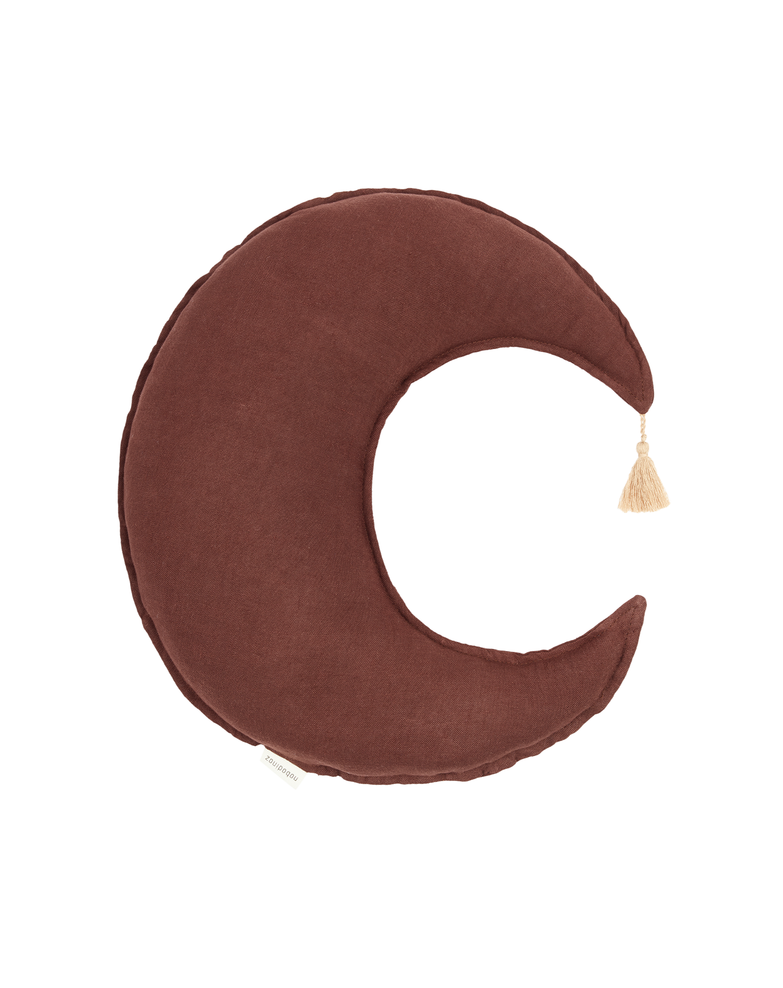 Coussin lune l1n0 en lin français lavé | Rouge