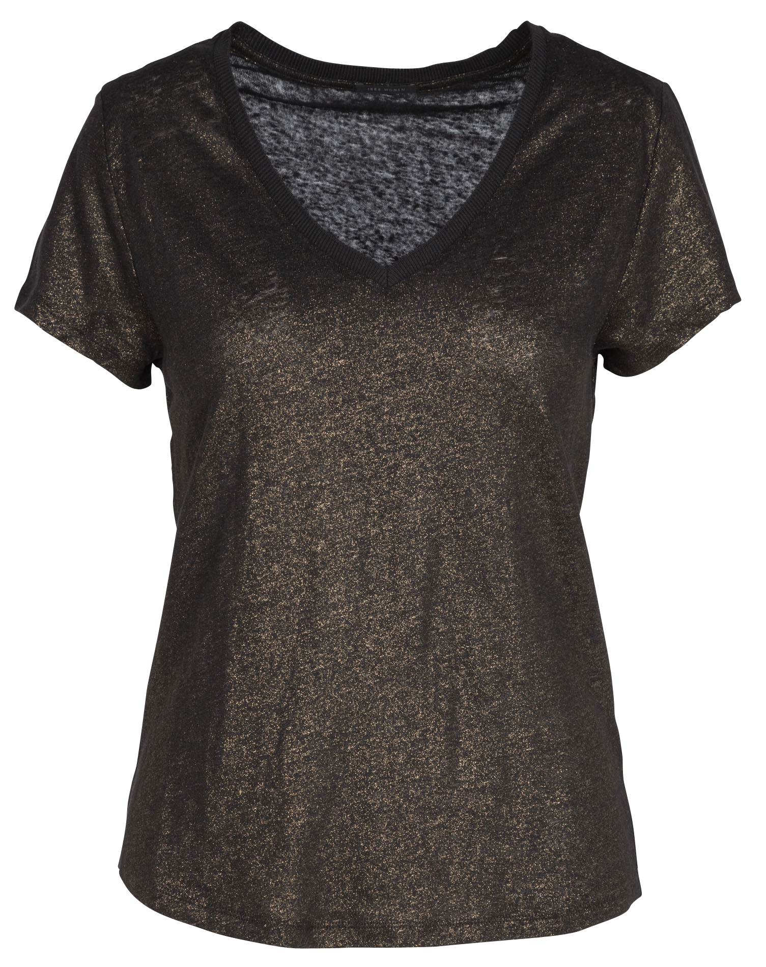 Tee-shirt col V en lin| Noir