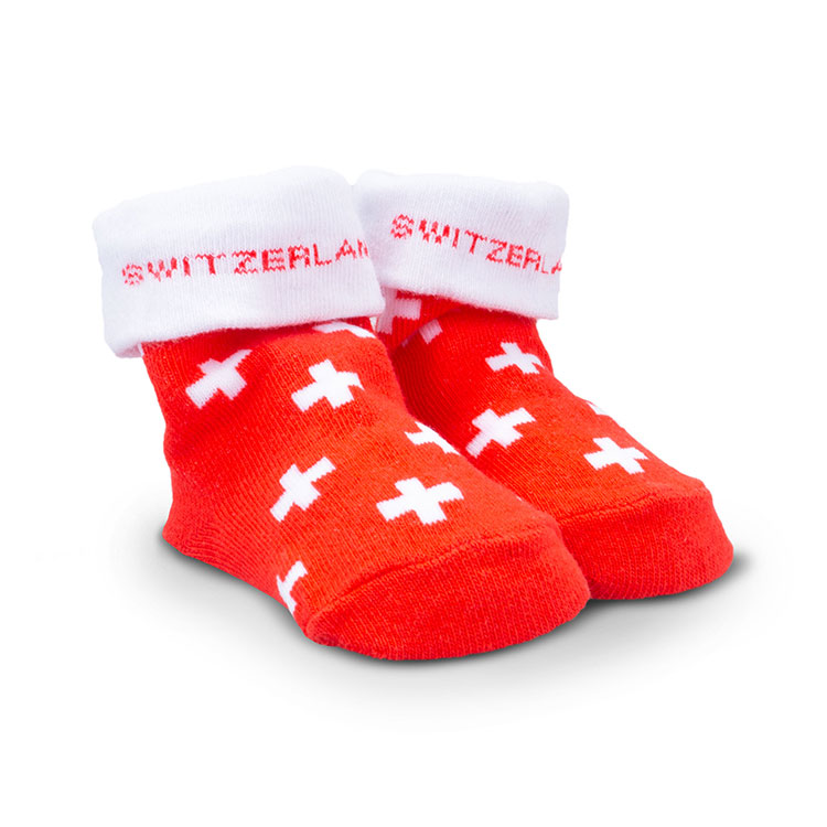 Babysocken Bootie SET 3 Paare allover CH-Kreuz Switzerland