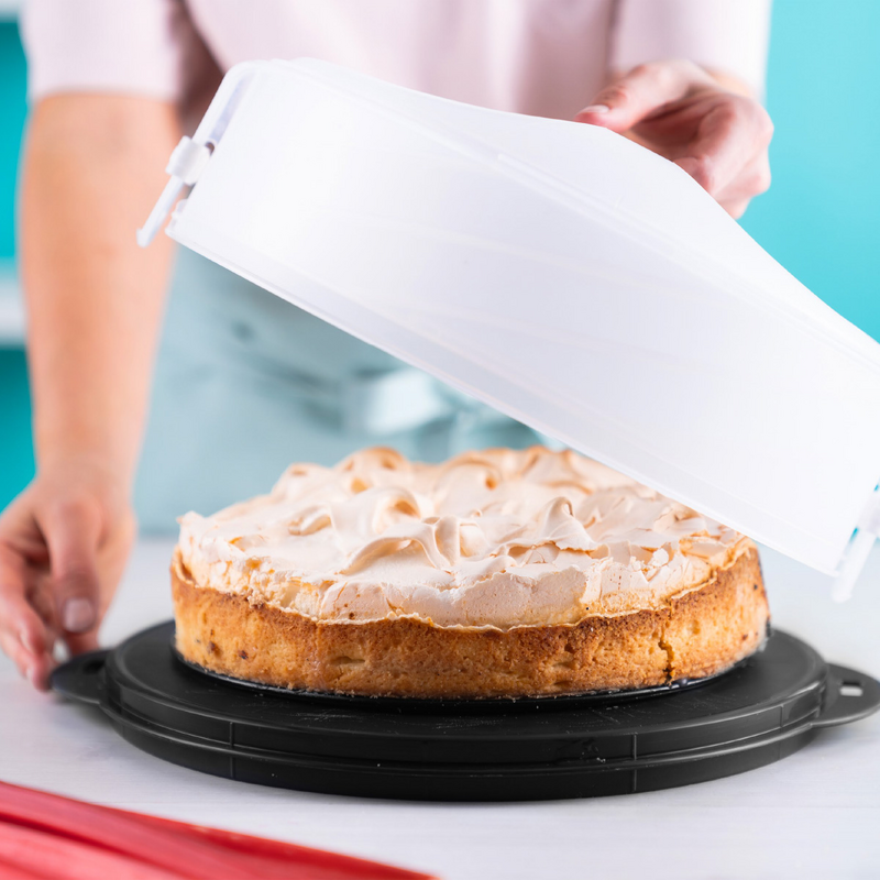Torten- und Kuchenset (3) Der Tortenbehälter mit dem Twist mit Tortenheber und Schneidunterlage - überall Kuchengenuss