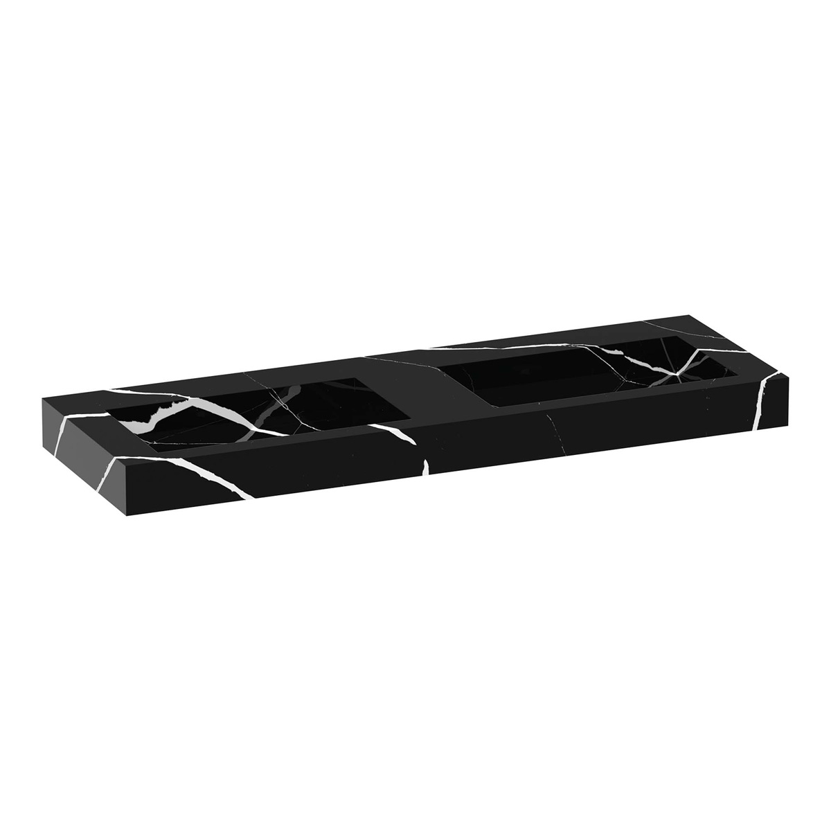 Brauer Coral dubbele wastafel marmerlook 140cm zonder kraangat nero marquina