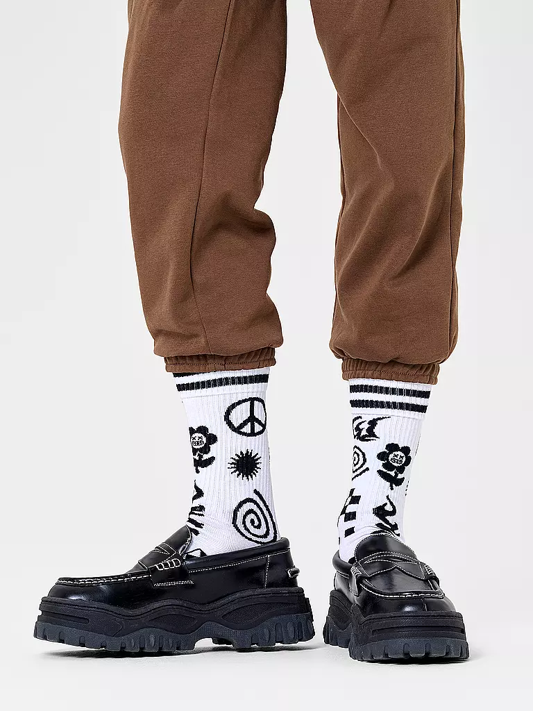 HAPPY SOCKS Herren Sneaker Socken RANDOM RAVE 41-46 white weiss