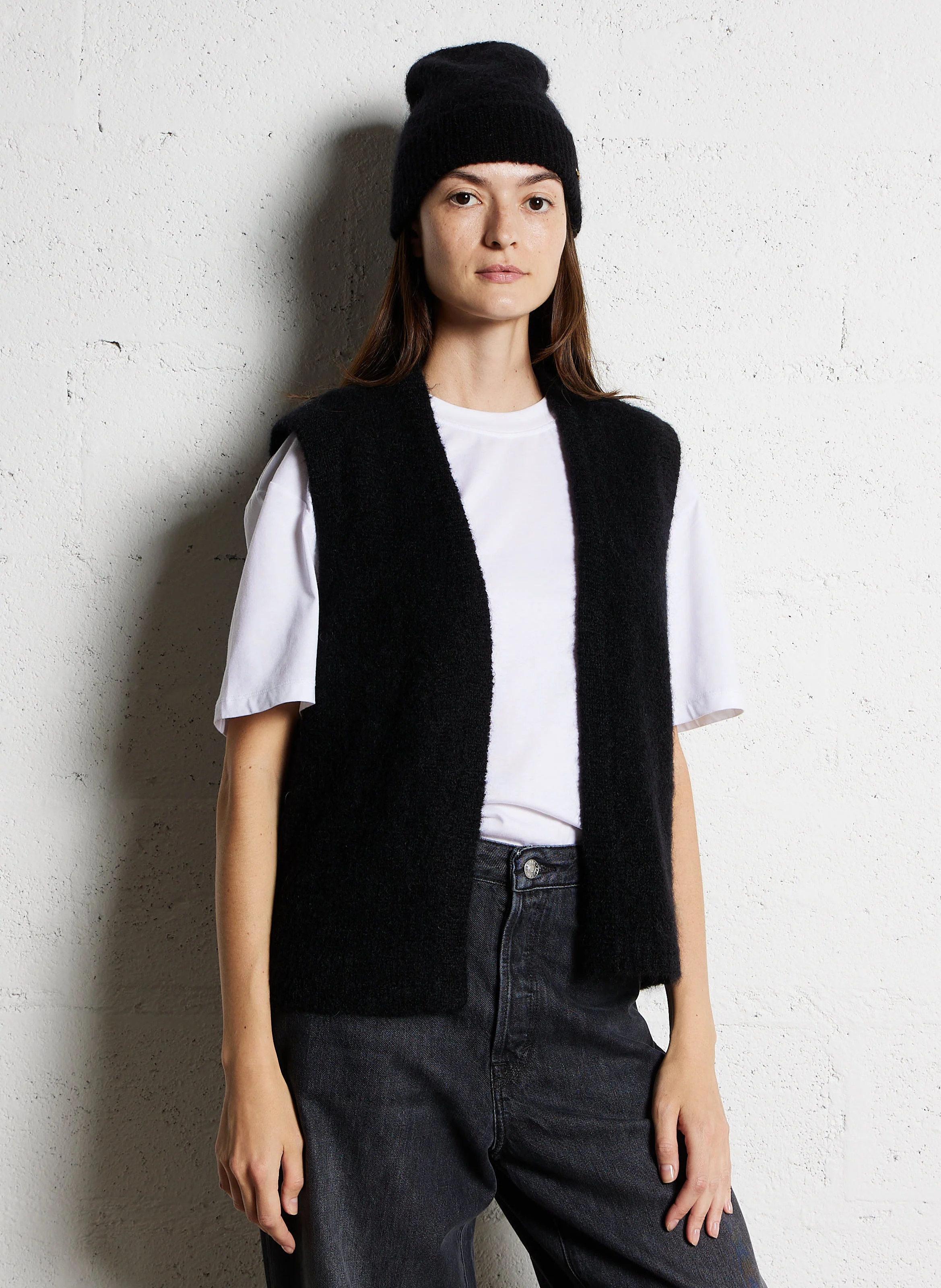 BUNNY - Gilet en laine mélangée | Noir