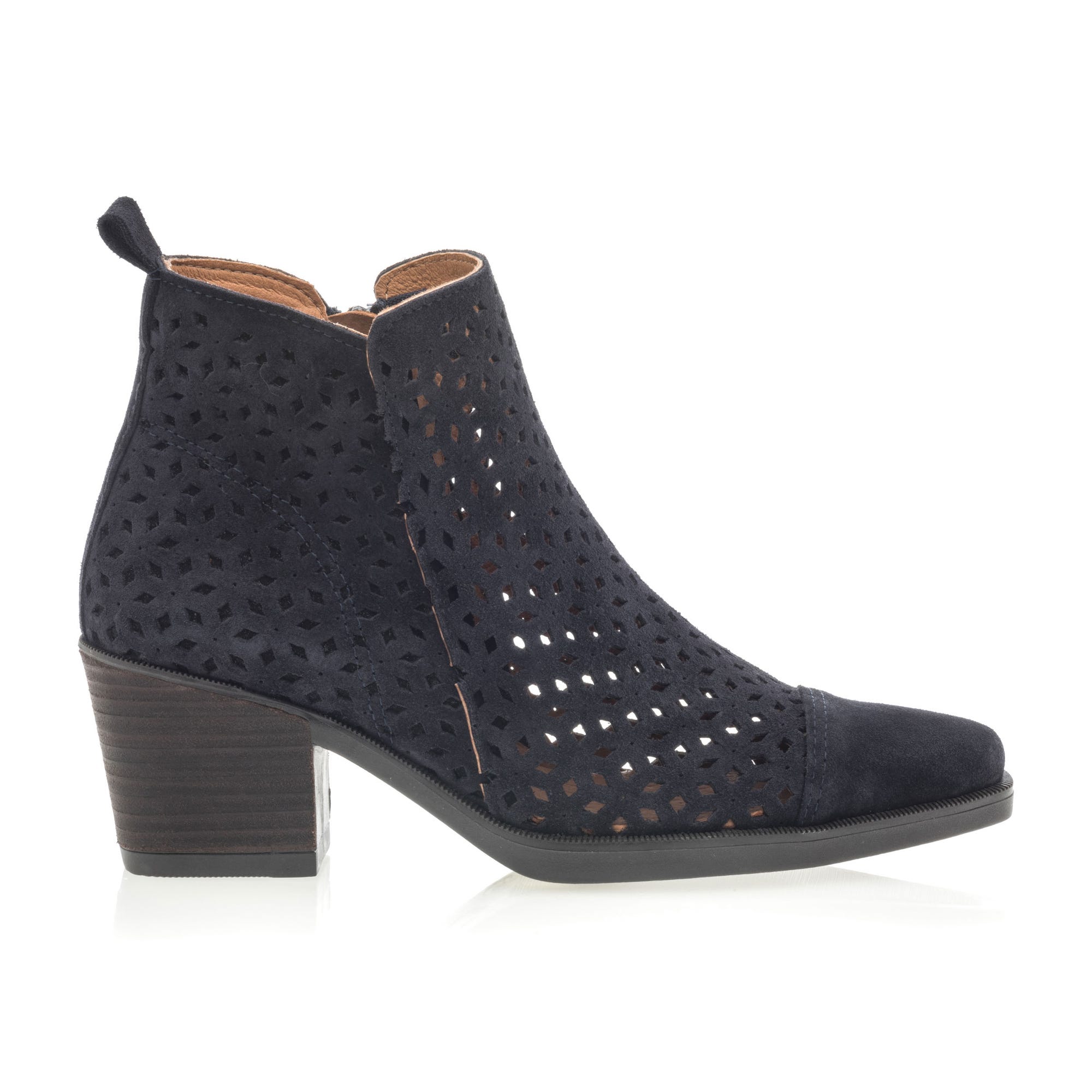 Bottines à talon Femme en cuir bleu marine