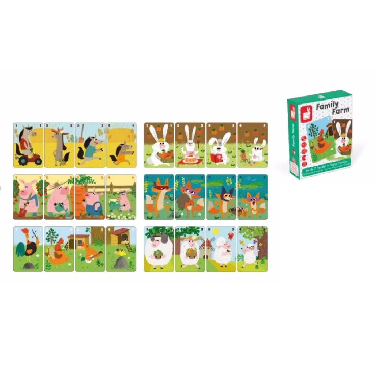 Juratoys-Janod Jeu de 7 familles Family Farm