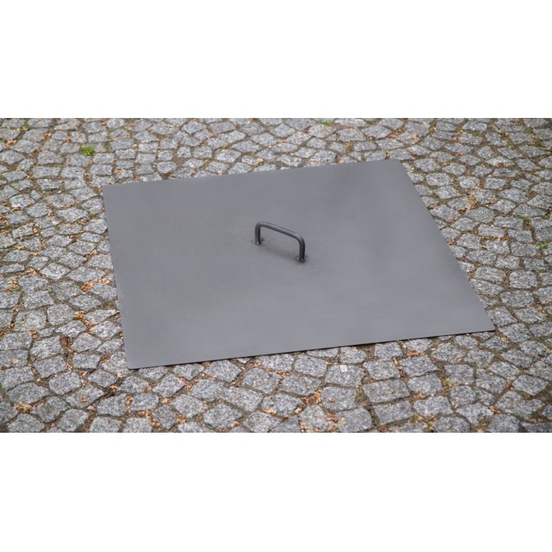 Couvercle de brasero carré cuba en acier 70x70 cm