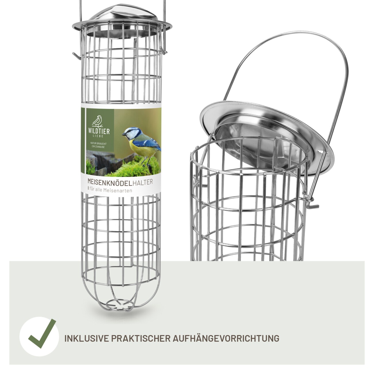 wildtier liebe Meisenknödelhalter 31cm, Silber