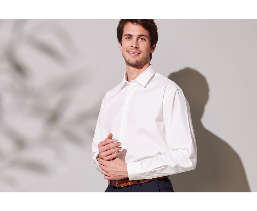 Chemise blanche en coton double fil - ALBERT CLASSIC