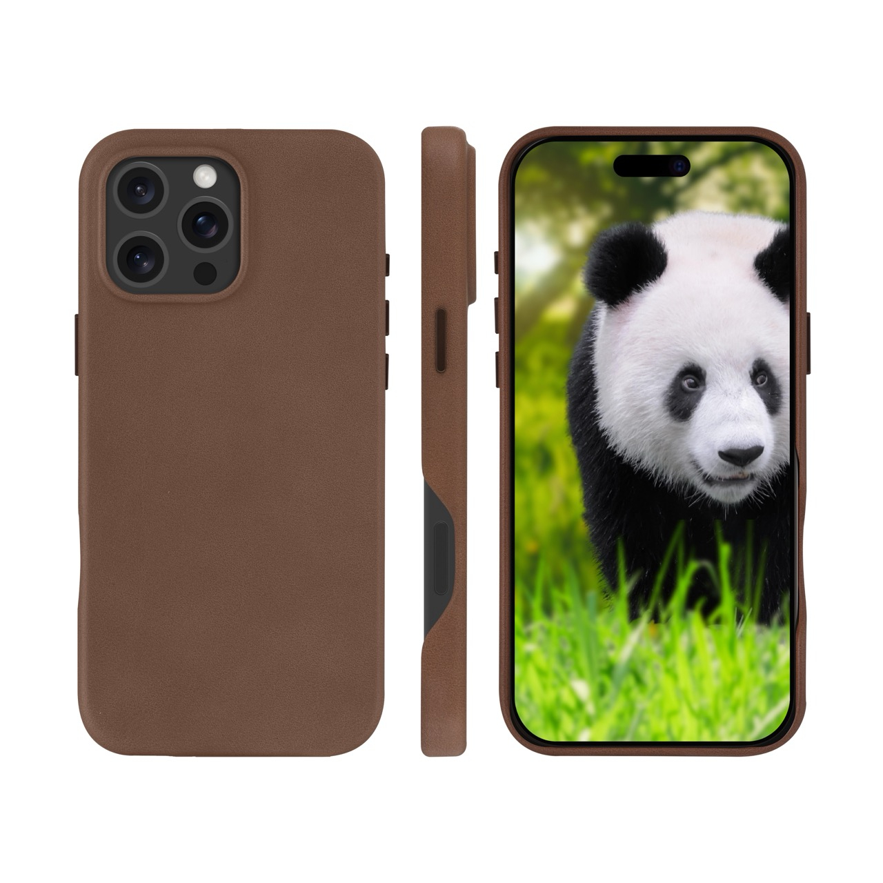iPhone 16 Pro Max 2in1 MagSafe Wallet Case Echtleder Tasche mit RFID Schutz Lynge (LM67GT006311) - Dark Tan