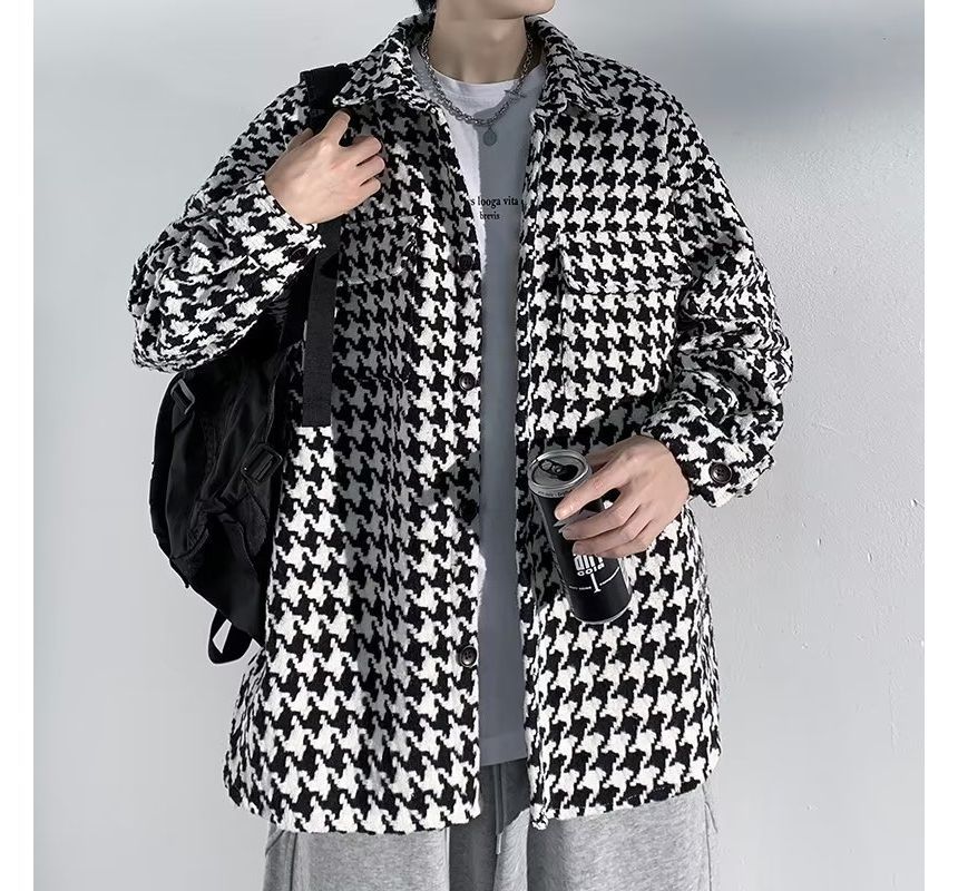 Ateso - Pied-de-poule wollen oversized overhemdjas