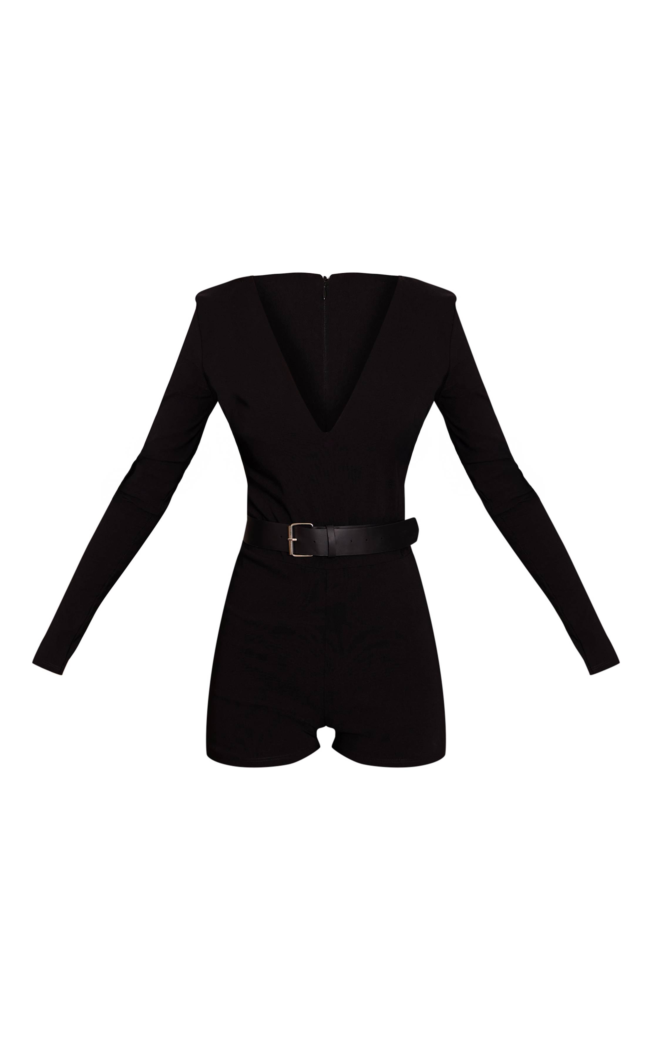 Noir Combinaison Courte Ceinture Tissée Extensible