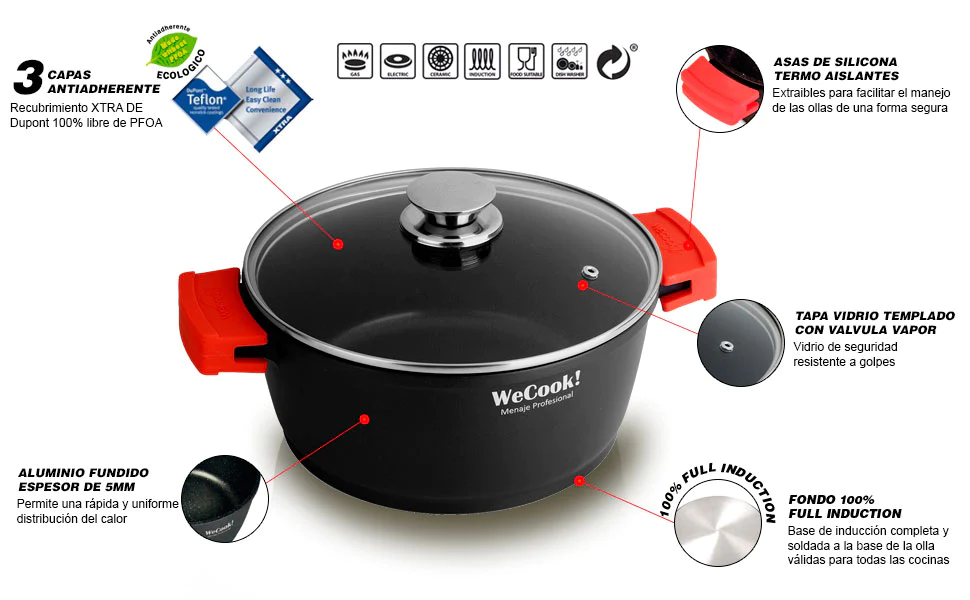 Batterie de cuisine à induction 4 pièces en aluminium anti-adhésif san