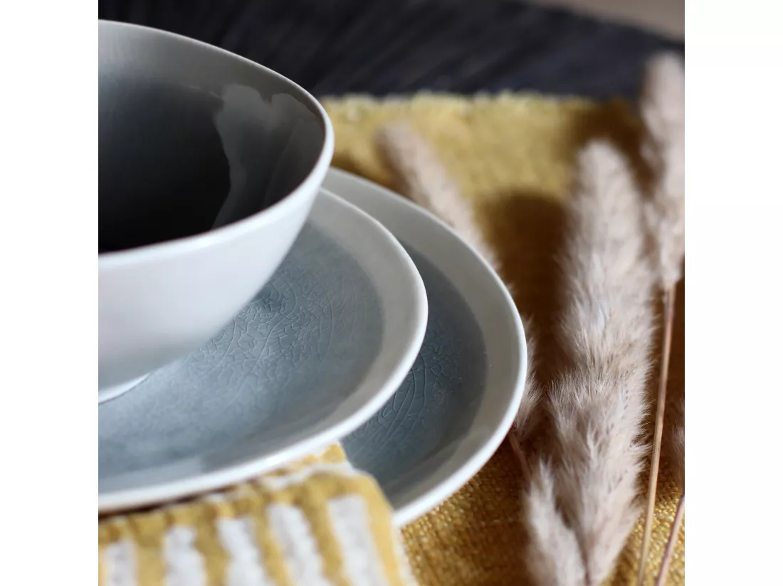 Ogo Living - Lot 6 Coquetiers Cap H6cm En Gres Blanc Et Gris