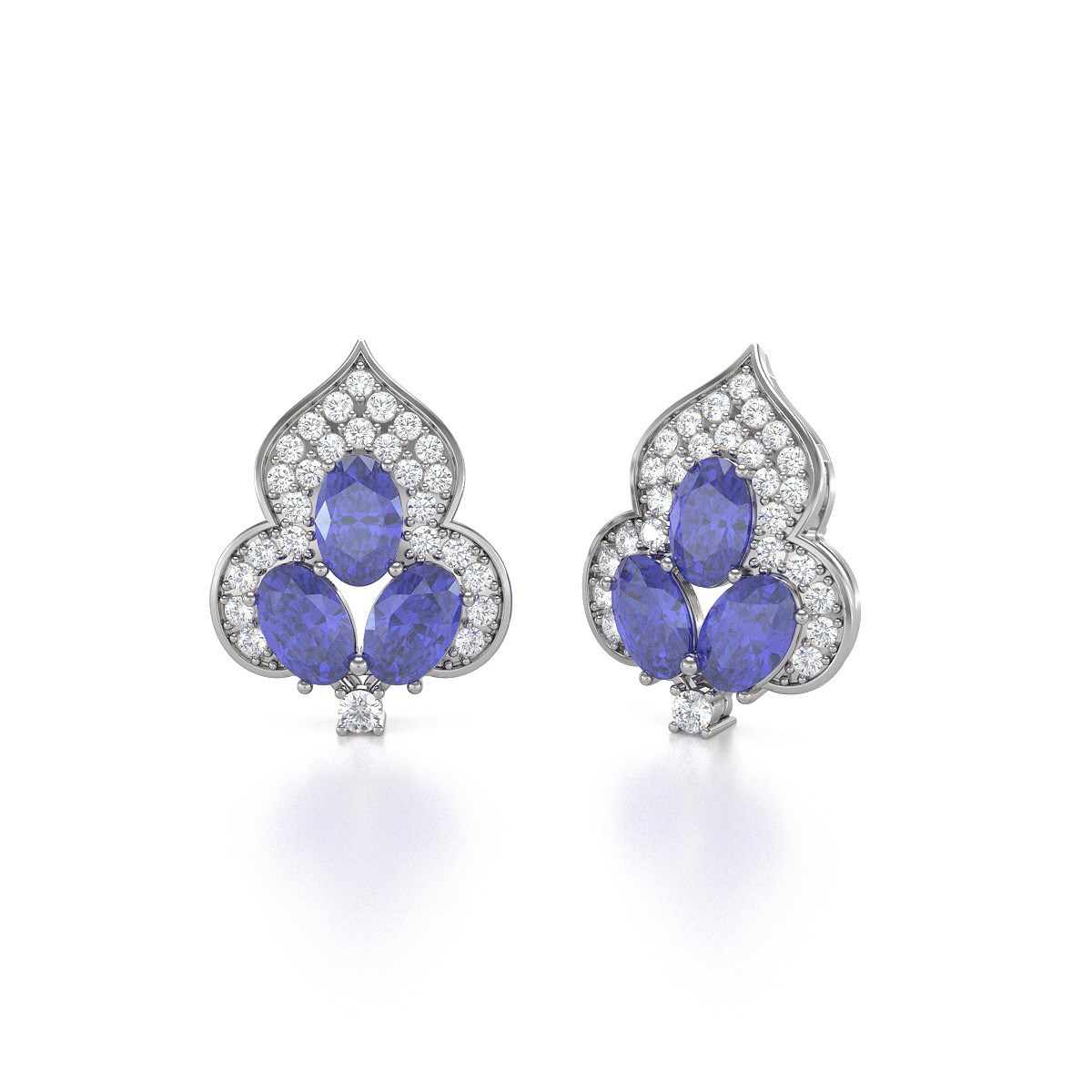 Boucles d'oreilles ADEN Tanzanite et Diamants sur Argent 925 3.5grs