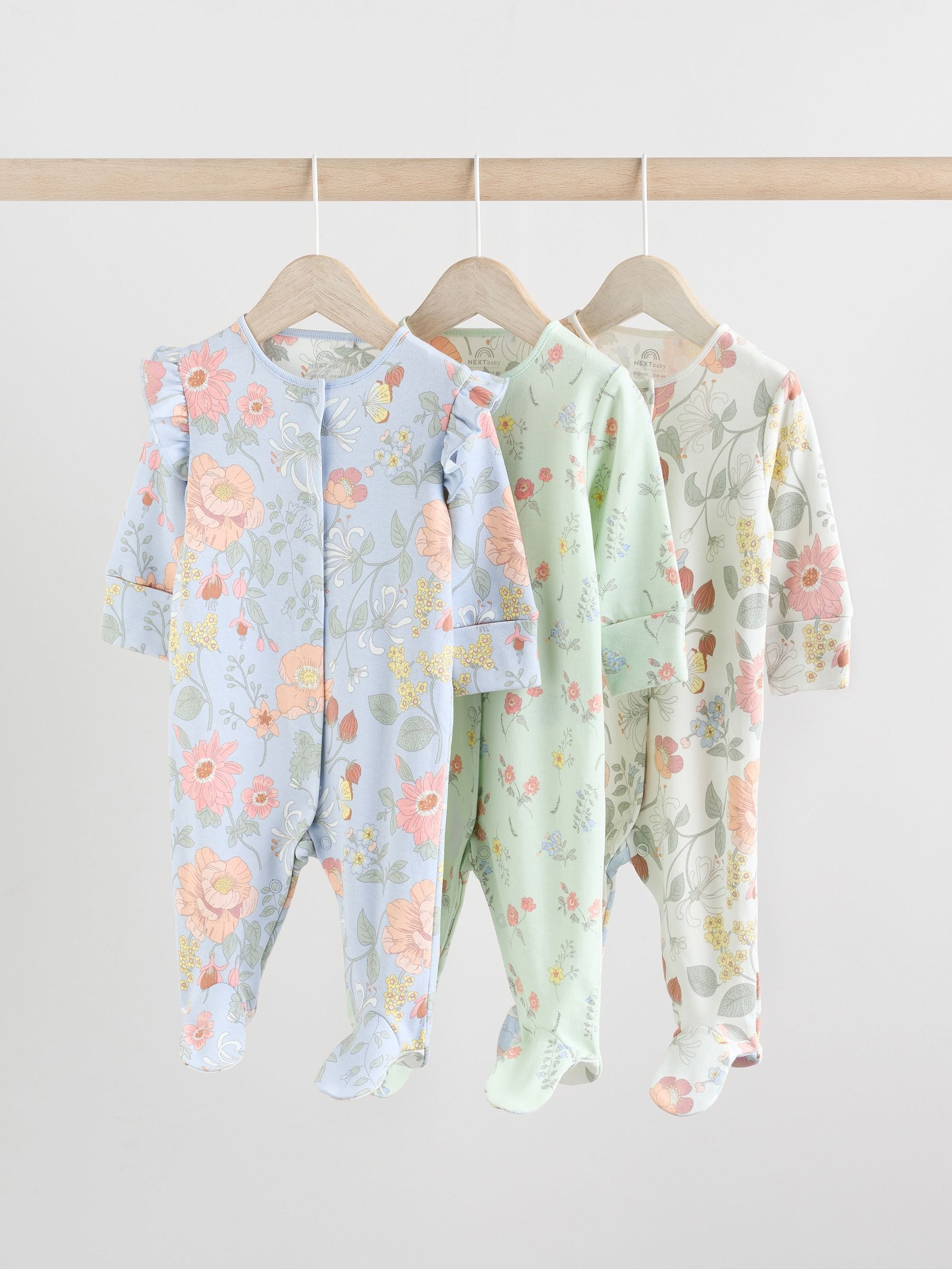 Blauw - Set van 3 babypyjama's (0-2jr)