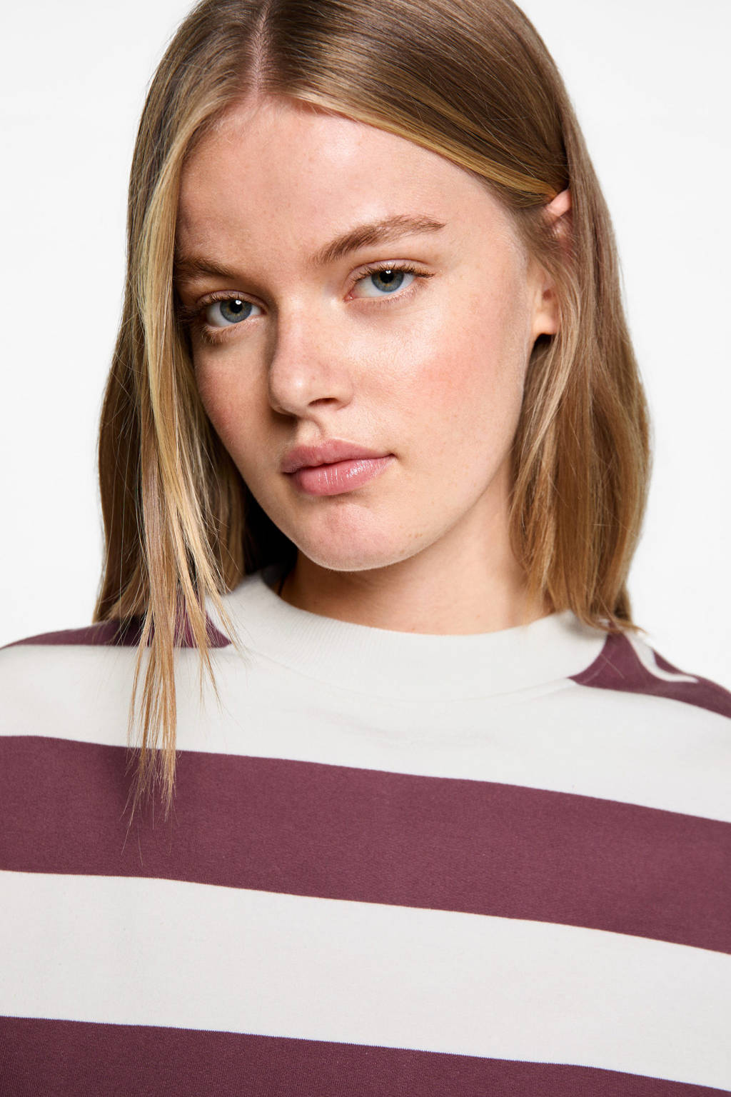 MANGO TEEN gestreepte sweater donkerrood