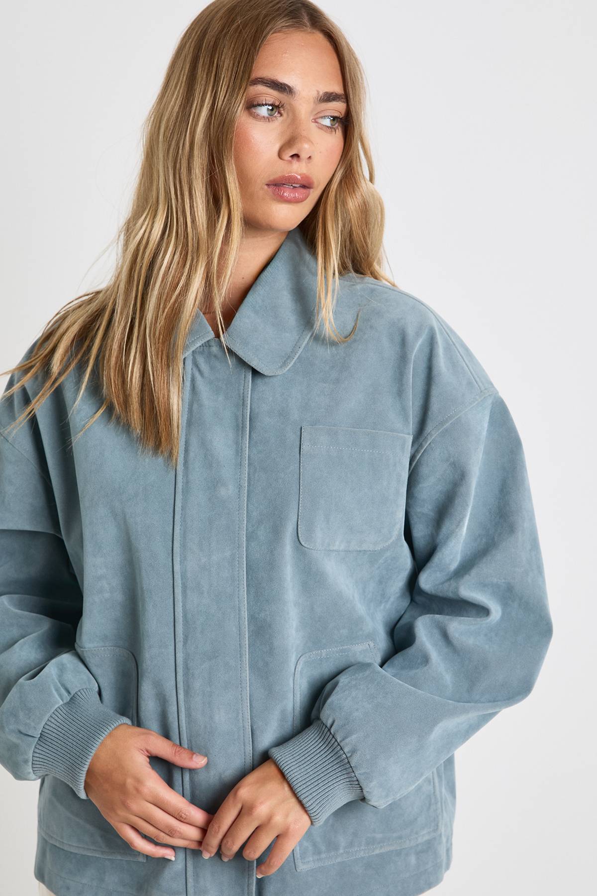 boohoo Veste bomber en suède synthétique