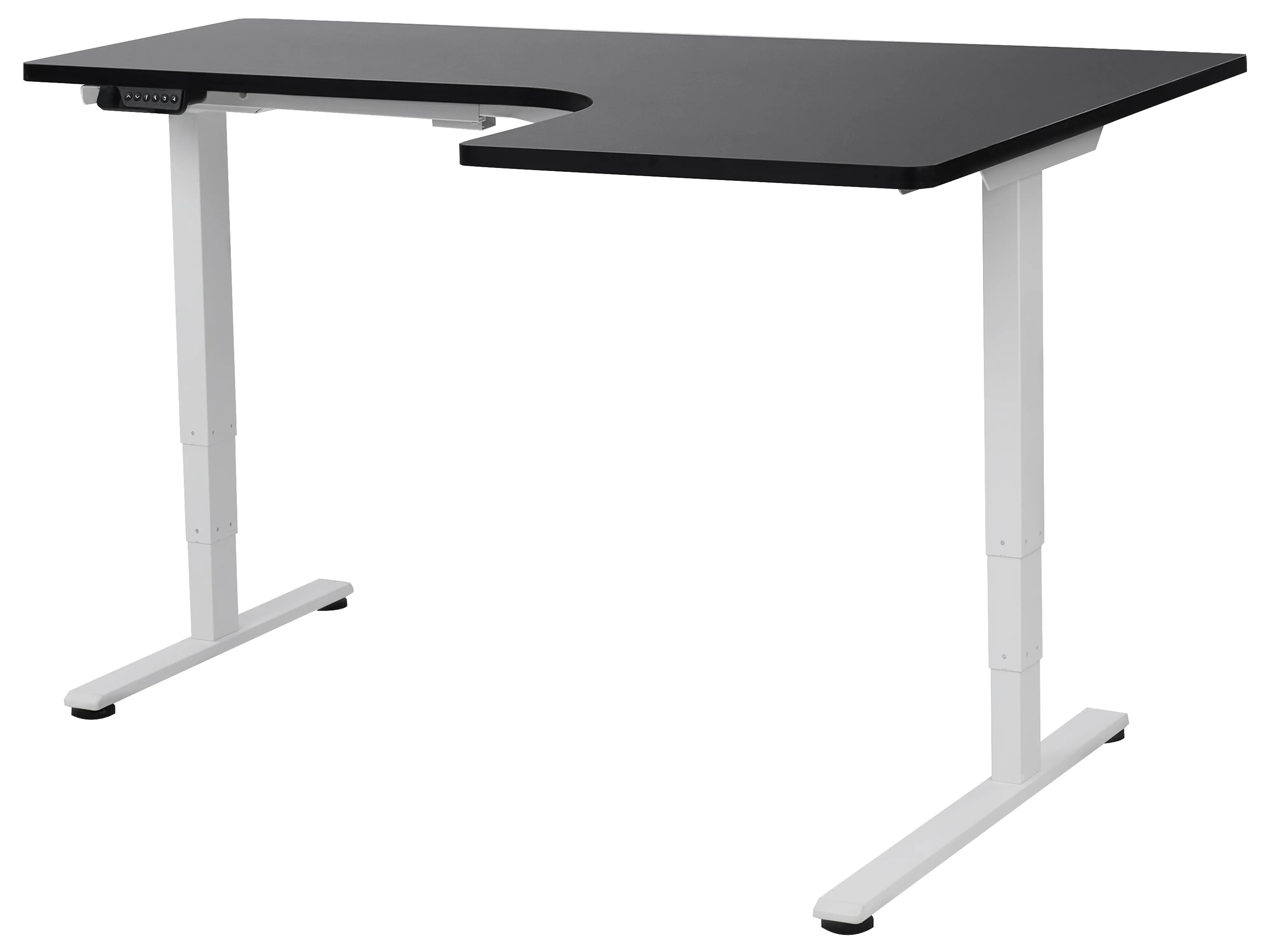 Elektrisch verstelbaar hoekbureau DESTINES Zwart/wit 160 cm 109 cm rechtszijdig