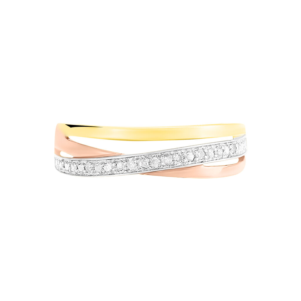 Bague Croisee Or Tricolore Diamant
