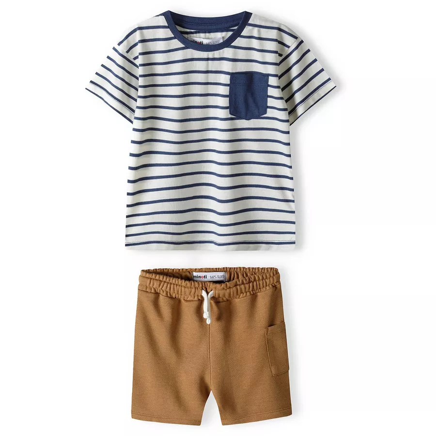 MINOTI T-Shirt und Shorts im Set GelbbraunWeißBlau