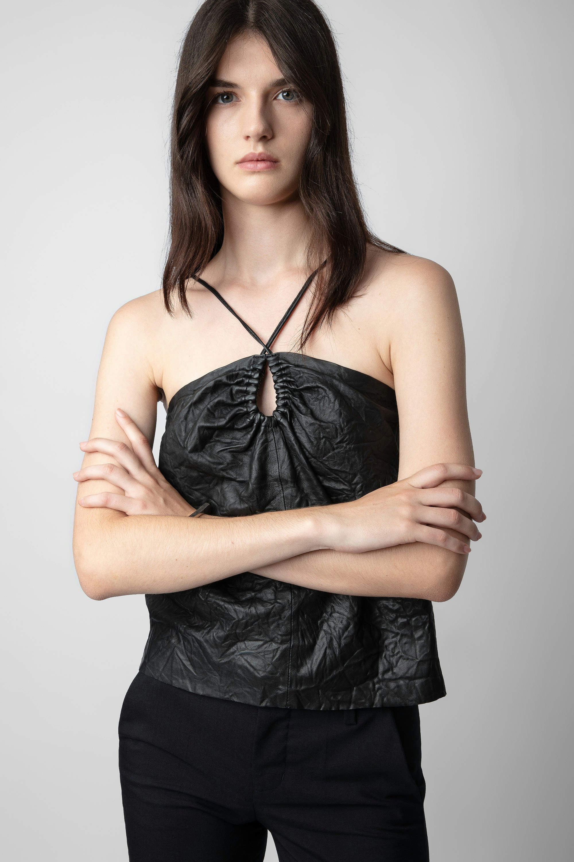 Top Cidonie Cuir Froissé