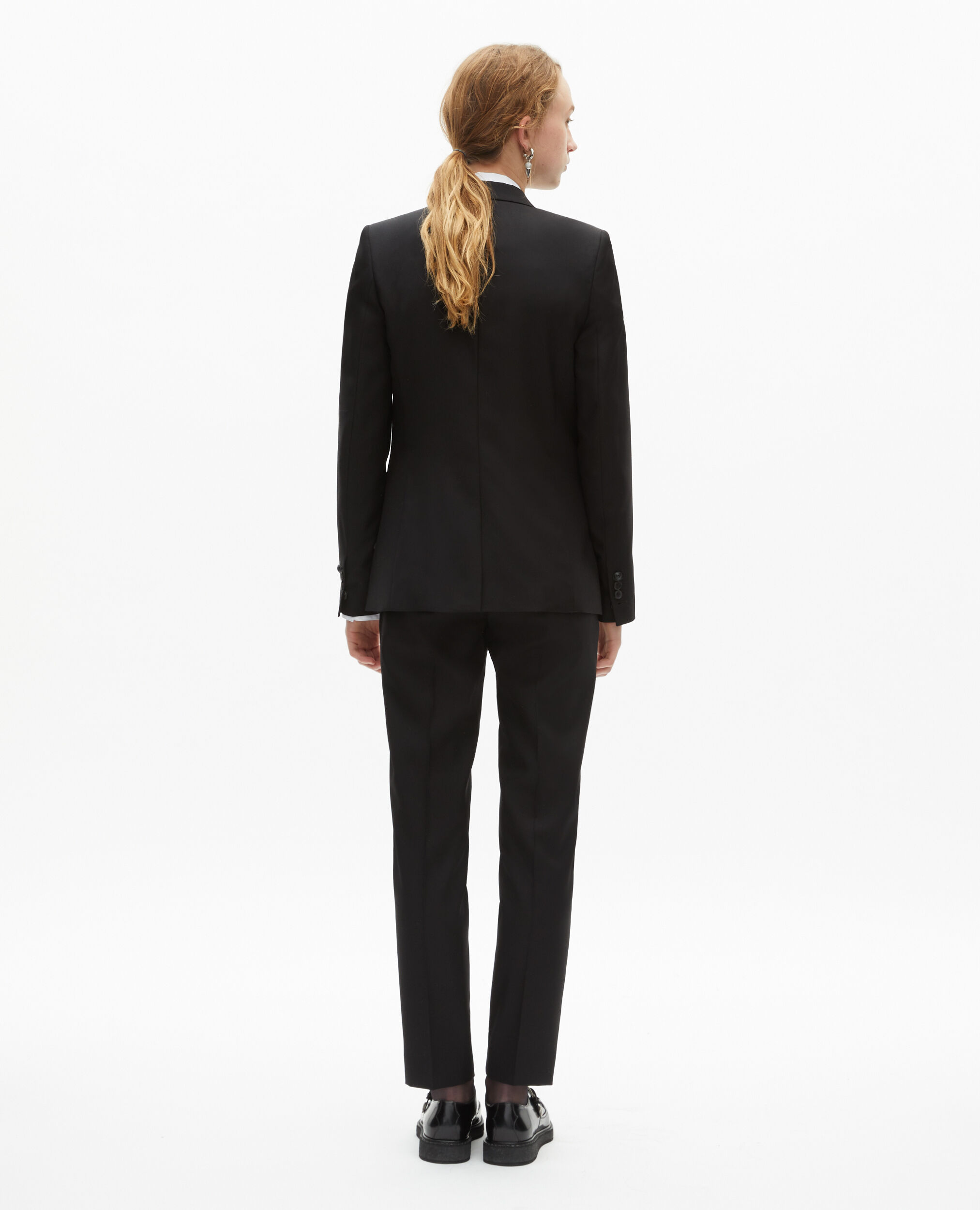 Veste tailleur en laine coupe cintrée noire