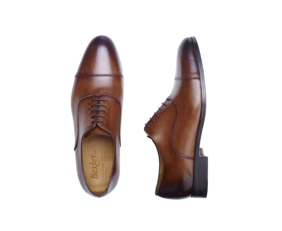 Richelieu Cognac patiné homme semelle cuir - RICKFORD