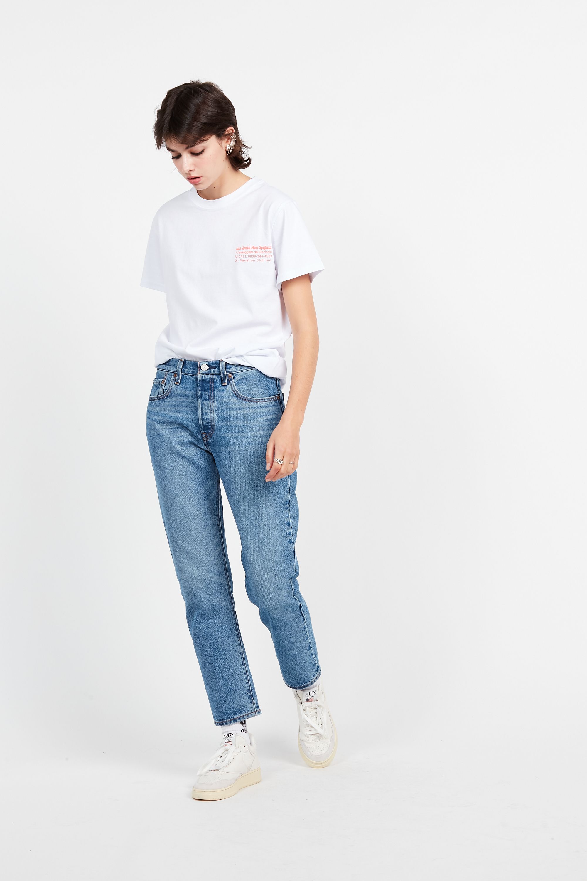 ON VACATION T-shirt en coton biologique LESS UPSETTI Blanc