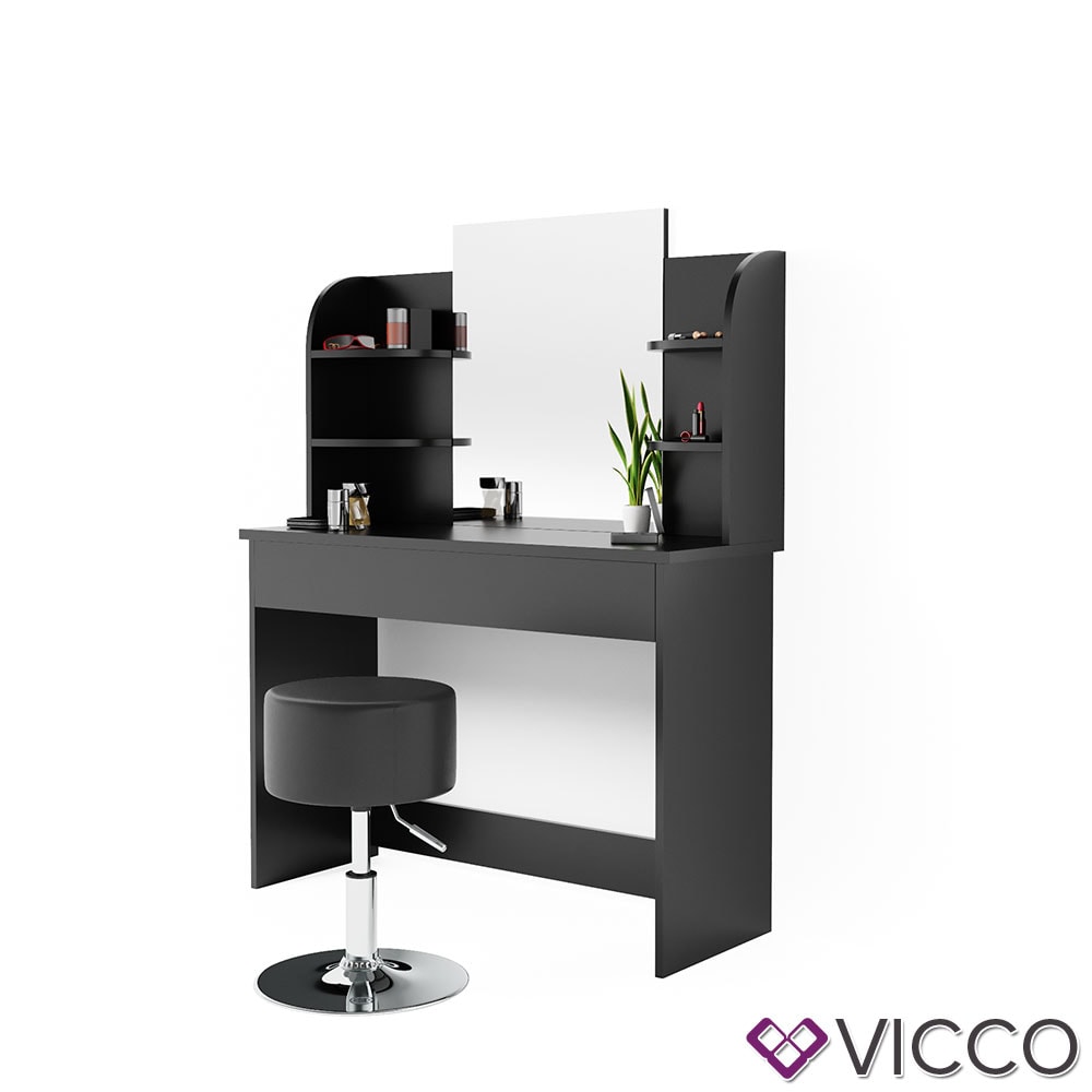 VICCO Design Hocker / Schminkhocker höhenverstellbar in schwarz