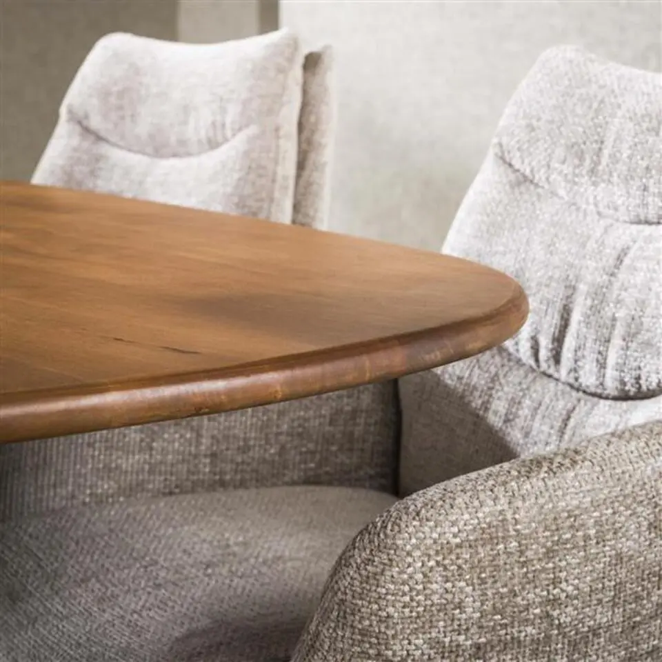 Hoyz Collection - Eetkamertafel 180cm Cliff Ovale Buis - Massief Mango Zandkleur