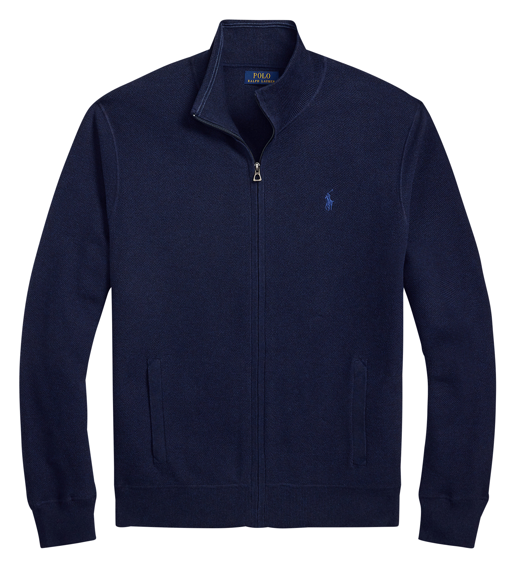 Pull regular col zippé en coton | Bleu