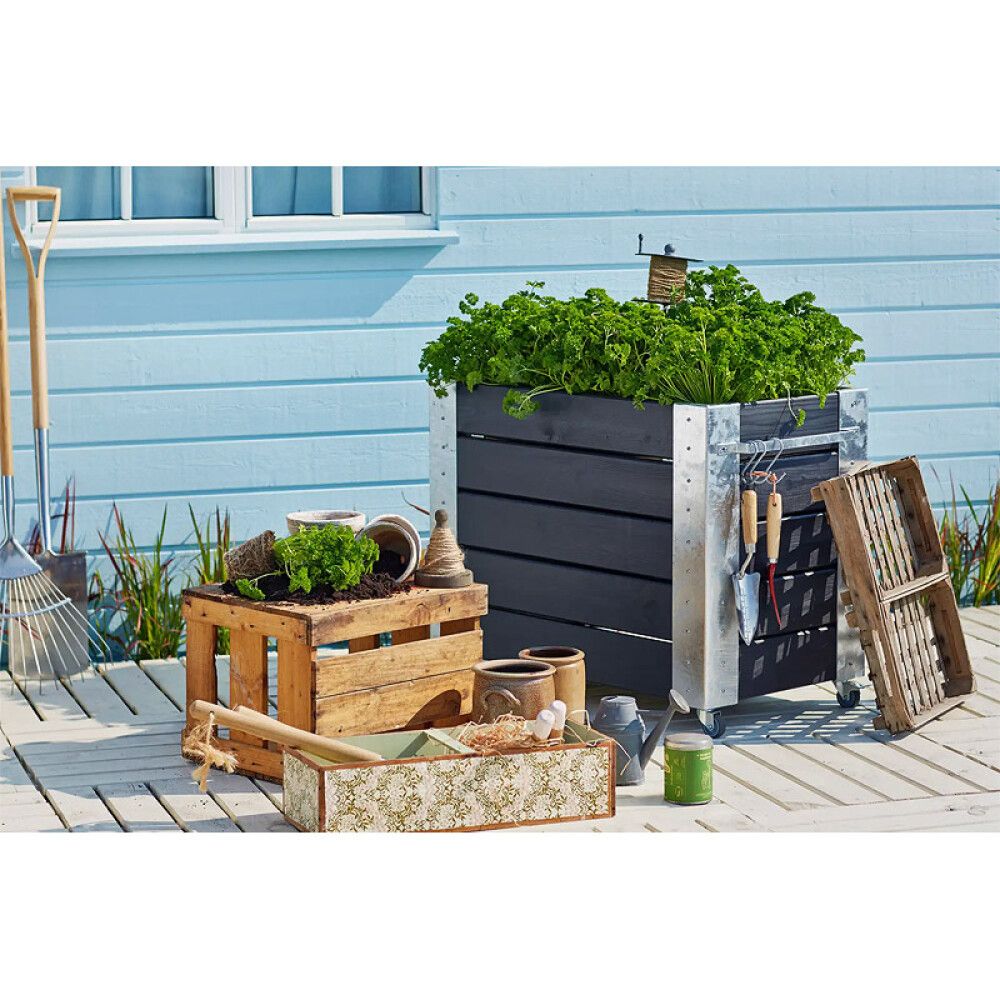 BLOMSTERKASSE PLUS CUBIC87X50X70 CM SORTGRUN
